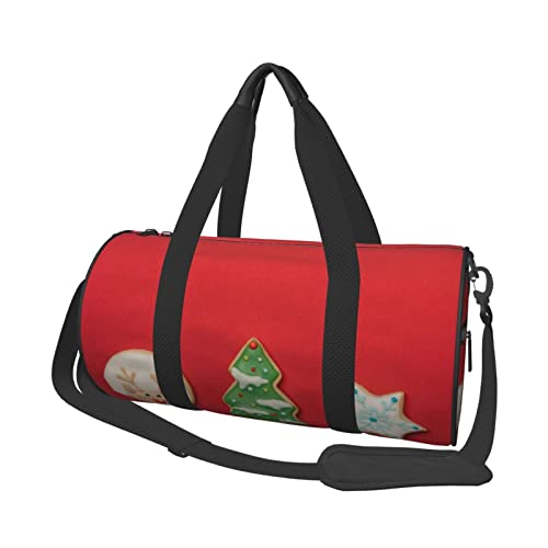 Runde Reisetasche mit Aufschrift „Frohe Weihnachten, Sporttasche für Männer und Frauen, Reisetasche, Sporttasche von DJNGN