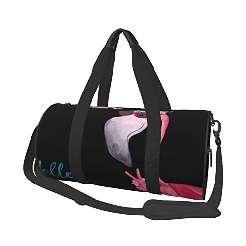 Runde Reisetasche mit Aufschrift „Hello Glasses Flamingo, Sporttasche für Männer und Frauen, Seesack, Sporttasche Runde Reisetasche mit Aufschrift „Hello Glasses Flamingo, Sporttasche für Männer und Frauen, Seesack, Sporttasche von DJNGN