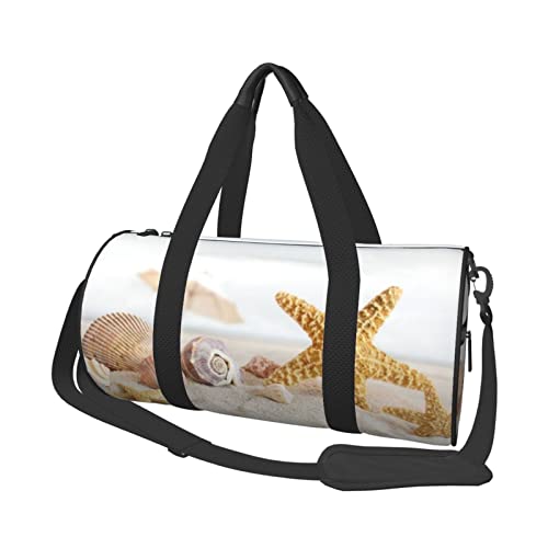 Runde Reisetasche mit Perlen, und Muschel-Motiv, Sporttasche für Männer und Frauen, Seesack, Sporttasche von DJNGN