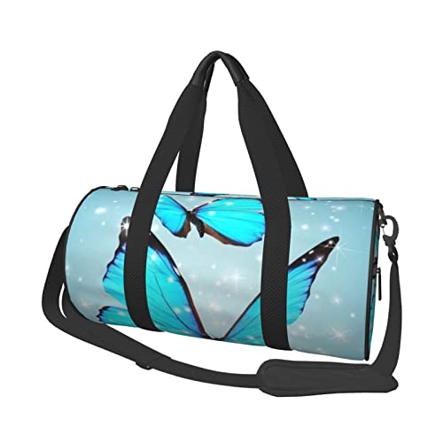 Runde Reisetasche mit Tier-Schmetterling, Sporttasche für Männer und Frauen, Seesack, Sporttasche von DJNGN