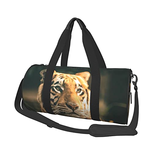 Runde Reisetasche mit Tiger-Motiv, Sporttasche für Männer und Frauen, Seesack, Sporttasche von DJNGN