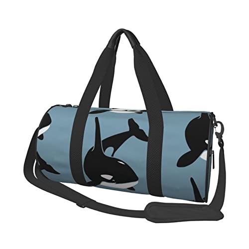 Runde Reisetasche mit Totenkopf-Motiv, Sporttasche für Männer und Frauen, Seesack, Sporttasche von DJNGN