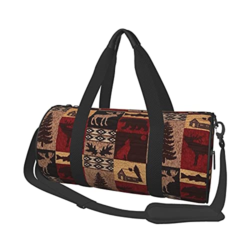 Rustic Lodge Bear Moose Deer Reise-Seesäcke, Fitnessstudio, Sportgepäck, große Reisetasche, Übernachtungs- und Wochenendtaschen für Männer und Frauen von DJNGN