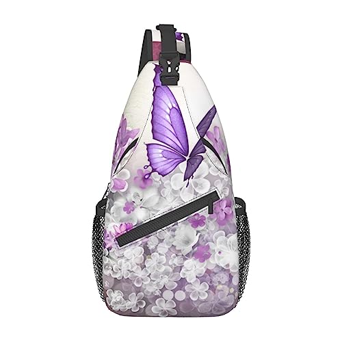 Schmetterlings-Blumen-Herren-Sling-Rucksack, Reise-Wander-Tagestasche, Umhängetasche. von DJNGN