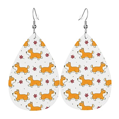 Schöne Hündchen-Leder-Ohrringe für Frauen, baumelnder Ohrring, Tropfen-Anhänger mit Haken, Geschenke für erwachsene Mädchen Schöne Hündchen-Leder-Ohrringe für Frauen, baumelnder Ohrring, Tropfen-Anhänger mit Haken, Geschenke für erwachsene Mädchen von DJNGN