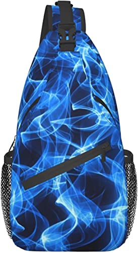 Schultertasche, Blauer Feuerflammen-Aufdruck, Umhängetasche für lässige Damen und Herren von DJNGN