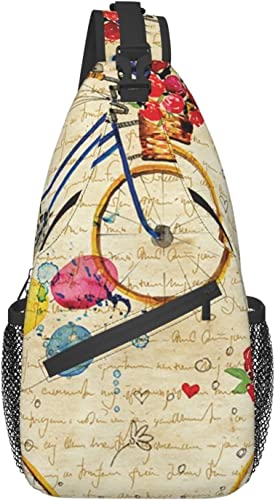 Schultertasche, Blumen-Fahrrad-Druck, Umhängetasche, für lässige Damen und Herren von DJNGN