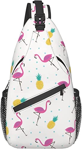 Schultertasche, Flamingo- und Kiefern-Print, Umhängetasche für lässige Damen und Herren von DJNGN