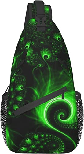 Schultertasche, grüner Swirl-Print, Umhängetasche für lässige Damen und Herren von DJNGN