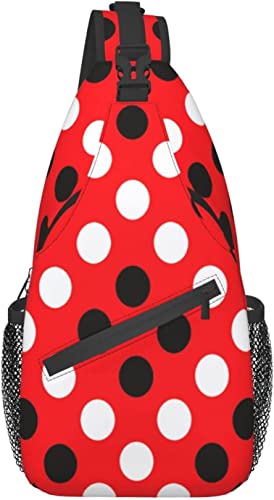 Schultertasche, rot-weißer Polka Dot Print Umhängetasche für lässige Damen und Herren von DJNGN