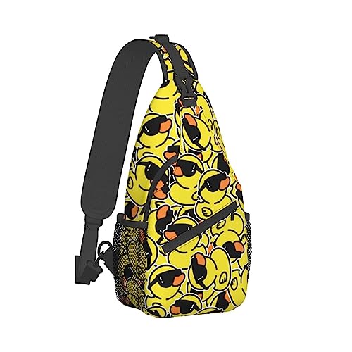 Schultertasche für Männer und Frauen, Brust-Tagesrucksack, kompatibel mit lustigen Sonnenbrillen, gelbe Gummiente, Schulterrucksack zum Wandern/Camping/Laufen, lässiger und großvolumiger Anti-Diebstah von DJNGN