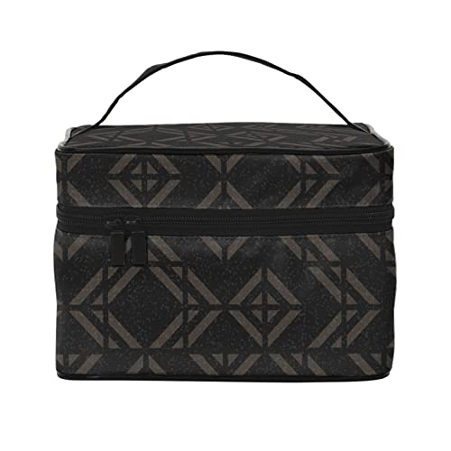 Schwarz-weiße geometrische Make-up-Tasche, Reise-Kosmetiktasche für Frauen, Mädchen, große Make-up-Organizer-Tasche, tragbare Kulturtasche, Reiseutensilien von DJNGN