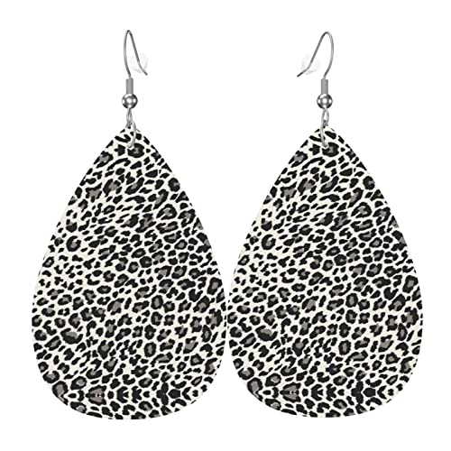 Schwarze PVC-Kunstleder-Ohrringe mit Leopardenmuster, Haken aus 925 versilbertem Material Schwarze PVC-Kunstleder-Ohrringe mit Leopardenmuster, Haken aus 925 versilbertem Material von DJNGN