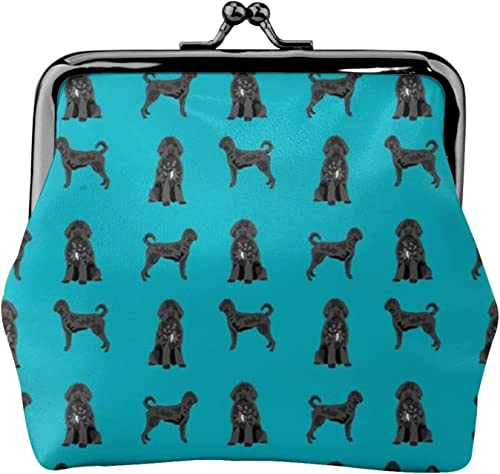 Schwarzer Labradoodle-Stoff, Hund, Damen, Leder, Geldbörse, Kleingeldbeutel mit Kiss-Lock-Verschluss, Schnallen-Geldbörse für Mädchen-Geschenk Schwarzer Labradoodle-Stoff, Hund, Damen, Leder, Geldbörse, Kleingeldbeutel mit Kiss-Lock-Verschluss, Schnallen-Geldbörse für Mädchen-Geschenk von DJNGN