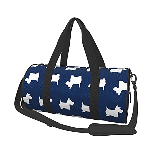 Scottie Dog Blue Pattern Reise-Seesäcke, Fitnessstudio, Sportgepäck, große Reise-Einkaufstasche, Übernachtungs- und Wochenendtaschen für Männer und Frauen von DJNGN