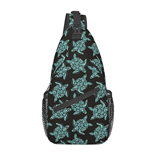 Sea Turtle Sling-Rucksack, Brusttasche, Umhängetaschen, Fitnessstudio, Radfahren, Wandern, Reisen, Tagesrucksack für Männer und Frauen von DJNGN