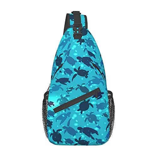 Sea Turtle Sling-Rucksack, Brusttasche, Umhängetaschen, Fitnessstudio, Radfahren, Wandern, Reisen, Tagesrucksack für Männer und Frauen von DJNGN