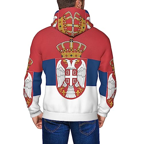 Serbien Flagge Hoodies Herren Damen Sweatshirt Full-Zip Hoodie Kapuzenpullover von DJNGN