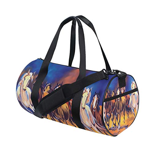 Sieben Pferderennen Ölgemälde Gym Duffel Bag Canvas Reise Weekender Gepäck Handtasche für Männer Frauen Sport und Übernachtung von DJNGN