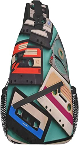 Sling Bag, Old Cassette Tape Print Crossbody Sling Rucksack für lässige Schulter Damen und Herren von DJNGN