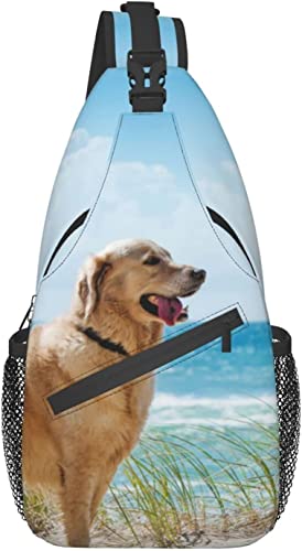 Sling Bag, Retriever at Seaside Print Umhängetasche für lässige Damen und Herren von DJNGN