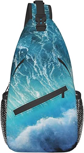 Sling Bag, Sea Ocean Waves Print Crossbody Sling Rucksack für lässige Schulter Damen und Herren von DJNGN