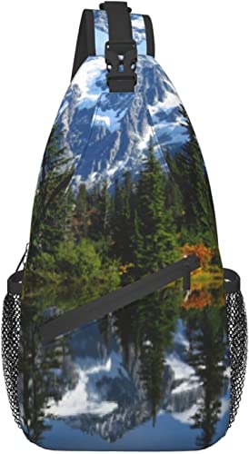 Sling Bag, Snow Mountain Lake Print Crossbody Sling Rucksack für lässige Schulter Damen und Herren von DJNGN