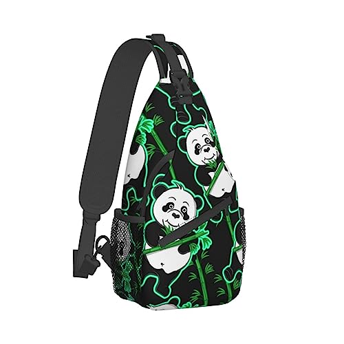 Sling Bag Umhängetasche für Damen und Herren, atmungsaktive Mehrzweck-Umhängetasche, kompatibel mit Bamboo und Panda, langlebiger und diebstahlsicherer lustiger Outdoor-Tagesrucksack von DJNGN