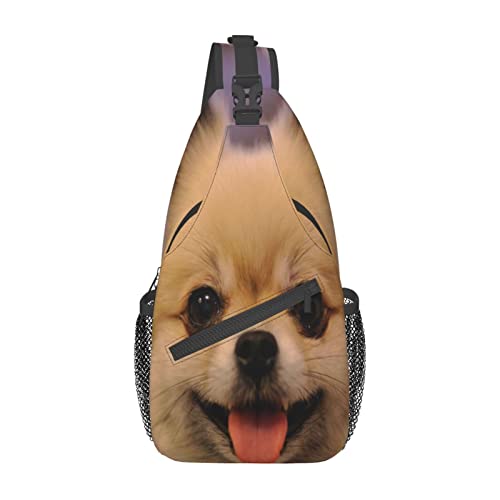 Sling-Rucksack mit Pomeranian-Welpe, Brusttasche, lässiger Tagesrucksack für Männer und Frauen von DJNGN