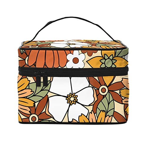Reise-Kosmetiktasche mit Sonnenblumen-Motiv, für Damen und Mädchen, groß, Make-up-Organizer, tragbare Toilettenartikel von DJNGN