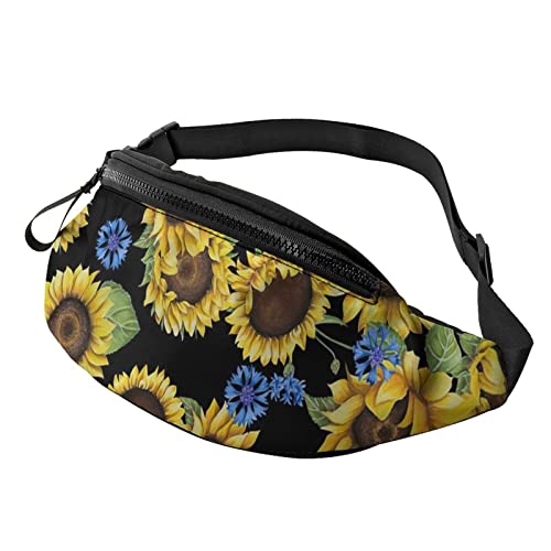 Sonnenblumen und Kornblumen Bauchtasche für Männer und Frauen, Verstellbarer Gürtel, Hüfttasche, modisch, Hüfttasche, für Outdoor, Laufen, Training, Reisen, Wandern von DJNGN