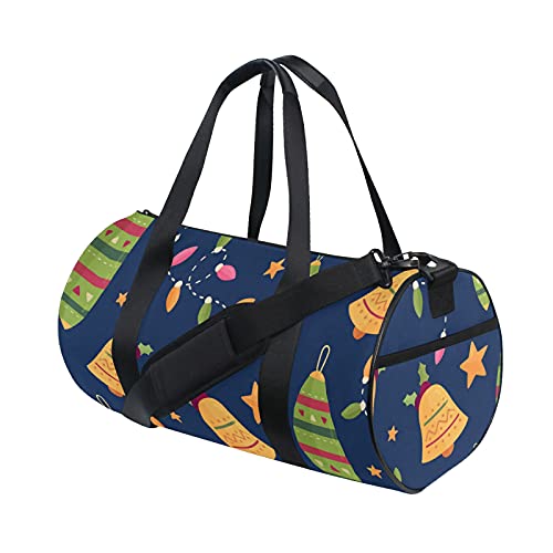 Sporttasche, Reisetasche, Weekender-Tasche, Tragetasche, Bälle, Weihnachten, Neujahr, Winterglocken, Reise-Workout-Tasche, Schulterrucksack für Damen und Herren von DJNGN