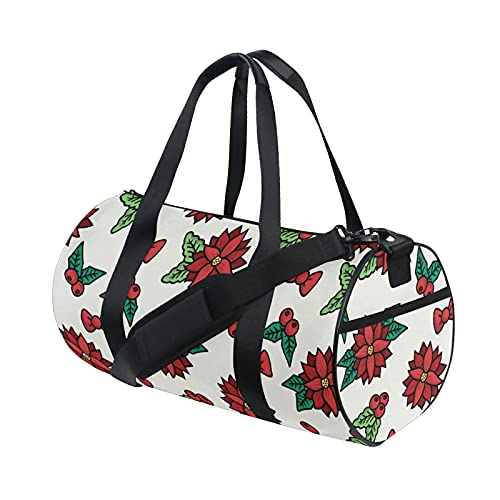 Sporttasche, Reisetasche, Weekender-Tasche, Tragetasche, Weihnachten, Neujahr, Winter, Blumen, Reise-Workout-Tasche, Schulterrucksack für Damen und Herren von DJNGN