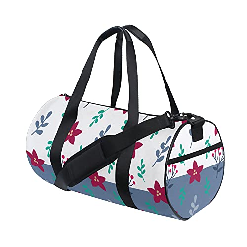 Sporttasche, Reisetasche, Weekender-Tasche, Tragetasche, Weihnachten, Neujahr, Winter, Blumen, Reise-Workout-Tasche, Schulterrucksack für Damen und Herren von DJNGN