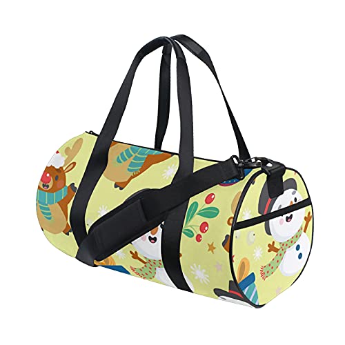 Sporttasche, Reisetasche, Weekender-Tasche, Tragetasche, niedlicher Schneemann, Weihnachten, Neujahr, Winter, Reise-Workout-Tasche, Schulterrucksack für Damen und Herren von DJNGN