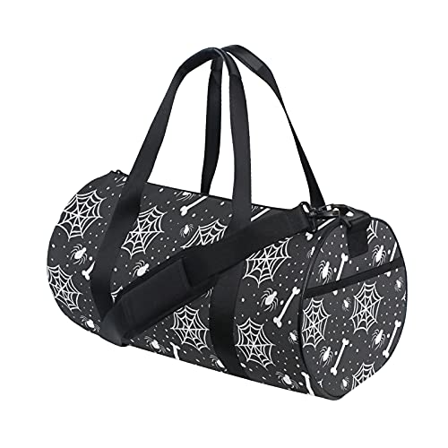 Sporttasche, Sport-Reisetasche, Weekender-Tasche, Tragetasche, schwarz, weiß, Totenkopf-Spinne, Halloween, Herbst, Herbst, Reise, Workout, Tasche, Schulterrucksack für Damen und Herren Sporttasche, Sport-Reisetasche, Weekender-Tasche, Tragetasche, schwarz, weiß, Totenkopf-Spinne, Halloween, Herbst, Herbst, Reise, Workout, Tasche, Schulterrucksack für Damen und Herren von DJNGN