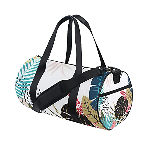 Sporttasche, Sporttasche, Wochenendtasche, Tragetasche, Palmenblätter, Tropische Pflanzen, Blumenmuster, Reise-Workout-Tasche, Schulterrucksack für Damen und Herren von DJNGN
