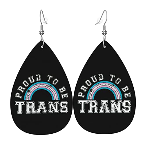 Stolz darauf, Trans-Leder-Ohrringe für Frauen zu sein, baumelnder Ohrring, Tropfen-Anhänger mit Haken, Geschenke für erwachsene Mädchen von DJNGN