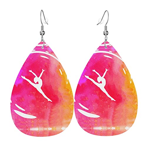 Süße Mädchen Tänzerin Leder Ohrringe für Frauen baumeln Ohrring Tropfen Anhänger mit Haken Geschenke für Erwachsene Mädchen von DJNGN