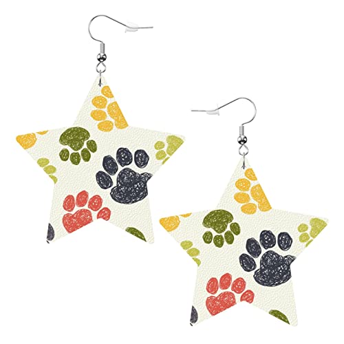 Süßer bunter Hundepfoten-Pvc-Kunstleder-Ohrring-Anhänger in Sternform von DJNGN