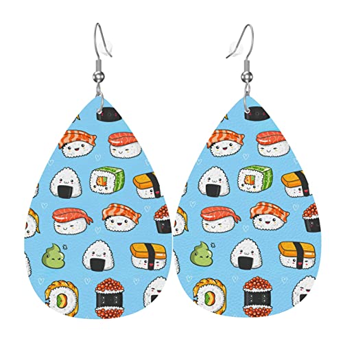 Sushi und Sashimi Leder Ohrringe für Frauen baumeln Ohrring Tropfen Anhänger mit Haken Geschenke für Erwachsene Mädchen von DJNGN