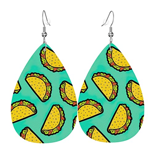 Taco Muster Leder Ohrringe für Frauen baumeln Ohrring Tropfen Anhänger mit Haken Geschenke für Erwachsene Mädchen von DJNGN