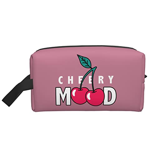 The Cherry Text Dunkelrosa Make-up-Tasche Reise-Toilettenartikel Make-up-Organizer Reisen Große Kapazität Tragbare Reise-Kosmetiktaschen für Frauen Mädchen von DJNGN