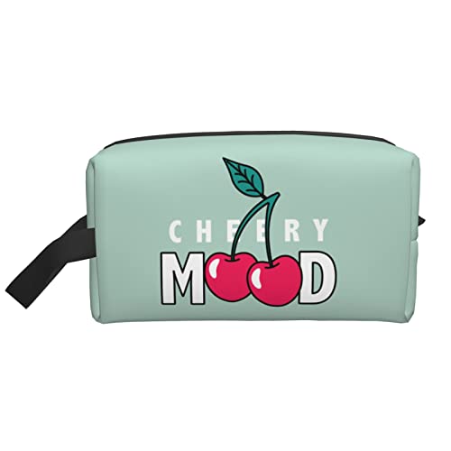 The Cherry Text Hellgrüne Make-up-Tasche Reise-Toilettenartikel Make-up-Organizer Reise Große Kapazität Tragbare Reise-Kosmetiktaschen für Frauen Mädchen von DJNGN