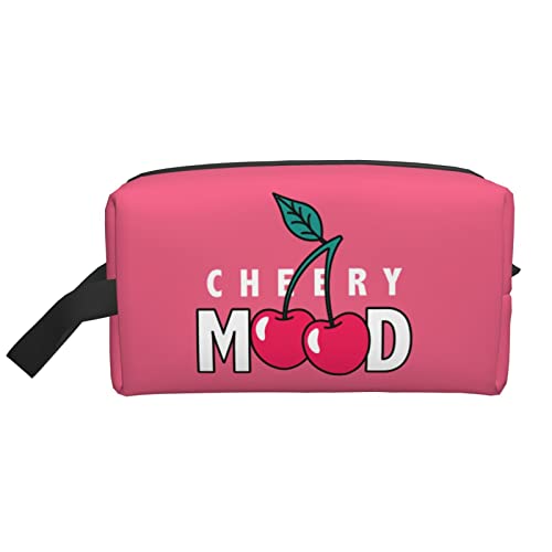 The Cherry Text Pfirsichrosa Make-up-Tasche Reise-Toilettenartikel Make-up-Organizer Reise Große Kapazität Tragbare Reise-Kosmetiktaschen für Frauen Mädchen von DJNGN