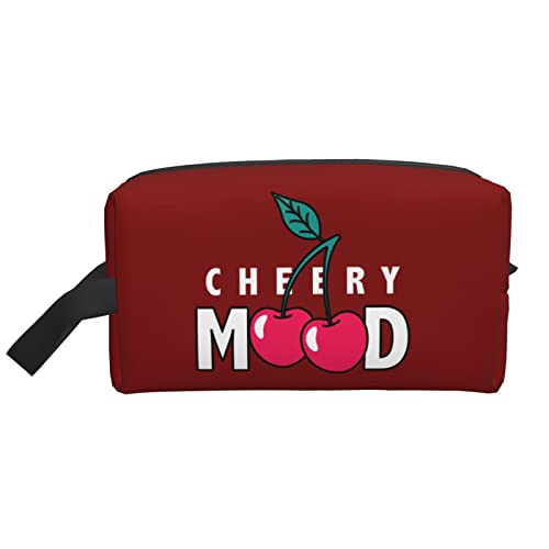 The Cherry Text Red Makeup Bag Travel Toiletries Makeup Organizer Travel Large Capacity Portable Travel Cosmetic Bags for Women Girls von DJNGN