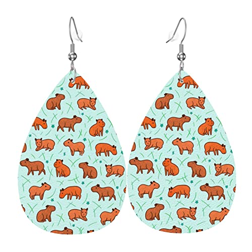Tier Capybaras Cartoon-Muster Leder Ohrringe Für Frauen Baumeln Ohrring Tropfen Anhänger Mit Haken Geschenke Für Erwachsene Mädchen von DJNGN