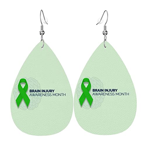 Traumatische Hirnverletzung Bewusstsein Monat Leder Ohrringe für Frauen baumeln Ohrring Tropfen Anhänger mit Haken Geschenke für Erwachsene Mädchen von DJNGN