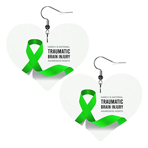 Traumatische Hirnverletzung Bewusstsein Monat Leder Ohrringe für Frauen baumeln Ohrring Tropfen Anhänger mit Haken Geschenke für Erwachsene Mädchen von DJNGN