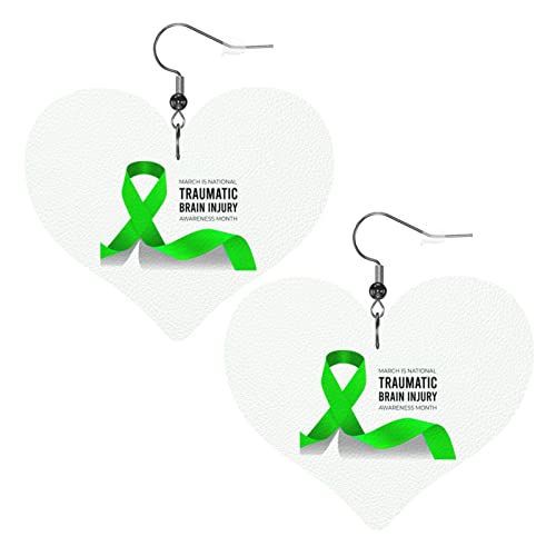 Traumatische Hirnverletzung Bewusstsein Monat Leder Ohrringe für Frauen baumeln Ohrring Tropfen Anhänger mit Haken Geschenke für Erwachsene Mädchen von DJNGN